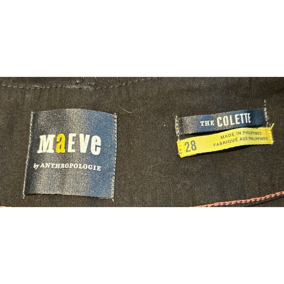 Maeve by Anthropologie The Colette Linen Blend Wide Leg Crop Pants Black Size 28 - Picture 3 of 4